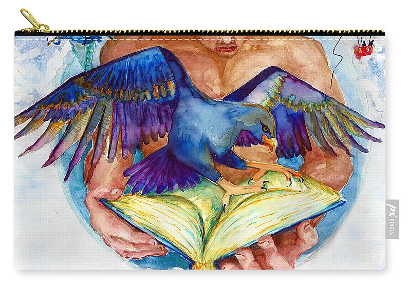 Brain Child Zip Pouch featuring the painting Inspiration spreads its wings by Melinda Dare Benfield