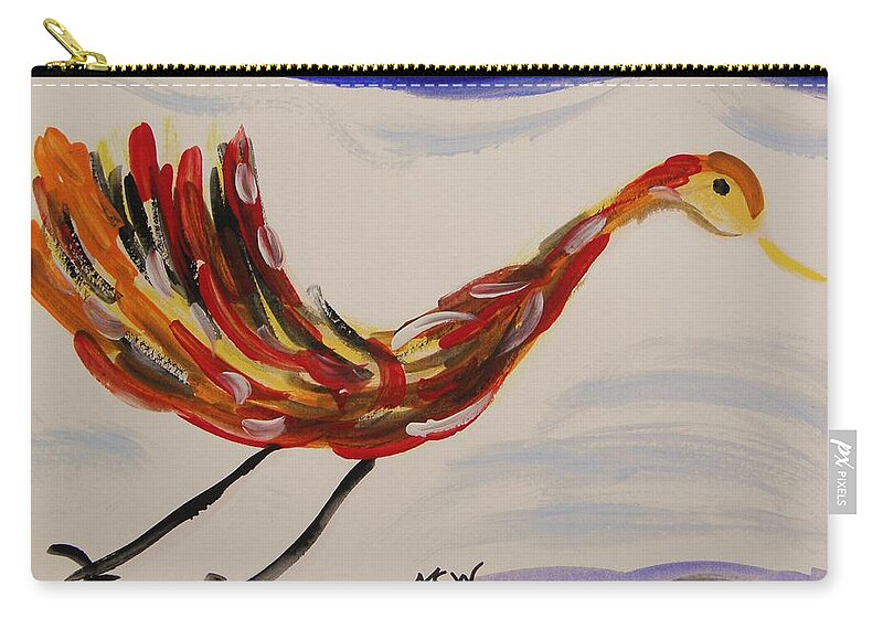 Bird Zip Pouch featuring the painting Inspired by Calder's Only Only Bird by Mary Carol Williams
