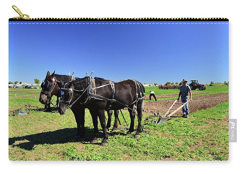 Horses Zip Pouch featuring the photograph Instructing The Horses Two by Lyle Crump
