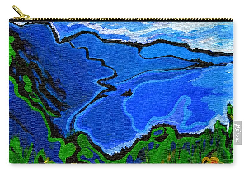 Contemporary Painting Zip Pouch featuring the painting Intense Blue by Tanya Filichkin