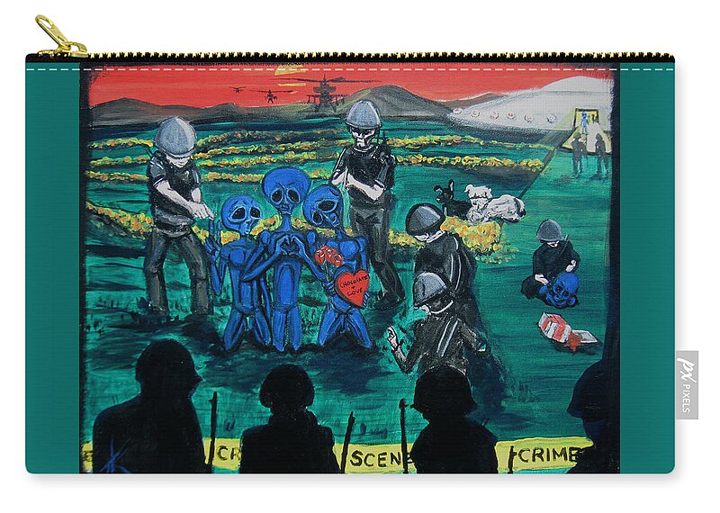 Intergalactic Zip Pouch featuring the painting Intergalactic Misunderstanding by Similar Alien