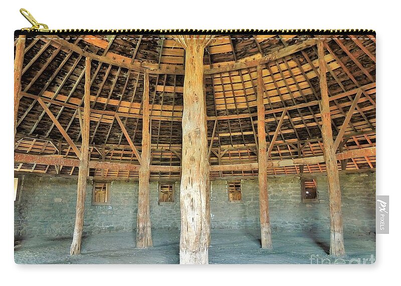 Peter French Round Barn Zip Pouch featuring the photograph Interior Peter French Round Barn by Michele Penner