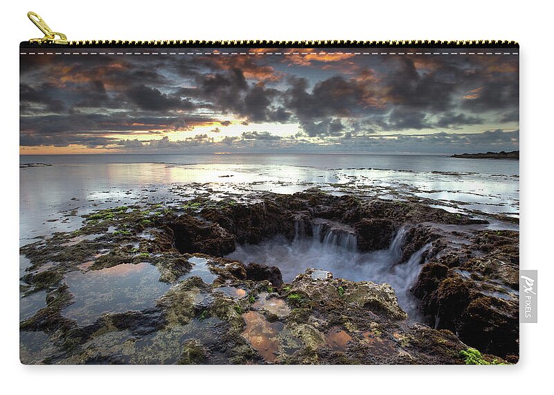 Oahu Sharks Cove Hawaii Seascape Fine Art Photography Shoreline Zip Pouch featuring the photograph Into The Abyss by James Roemmling