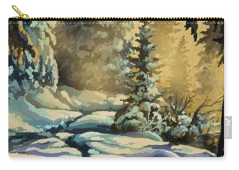 Winter Zip Pouch featuring the painting Into the Myst by Hans Neuhart