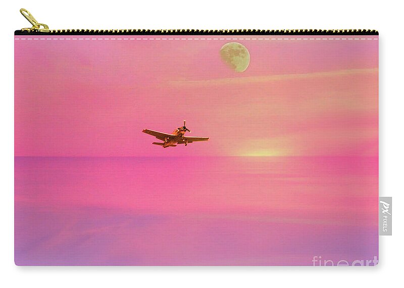 Plane Zip Pouch featuring the photograph Into The Wild Pink Yonder by Al Bourassa