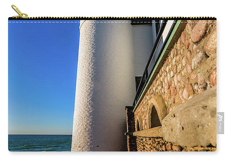 Point Betsie Light Zip Pouch featuring the photograph Intricate rocks by Joe Holley