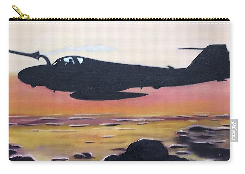 A6 Zip Pouch featuring the painting Intruder Refueling by Dean Glorso