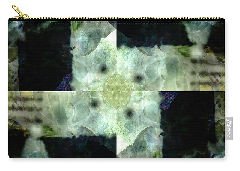 Botanic Zip Pouch featuring the digital art Invented Places, Mandala Series, Path with Flowers by Sandra Nesbit