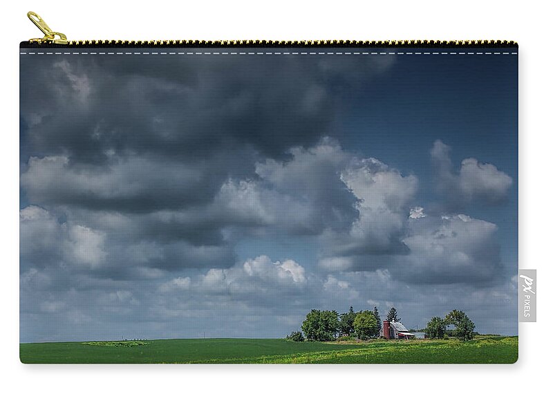 Iowa Zip Pouch featuring the photograph Iowa Farm beneath the Big Sky by Randall Nyhof
