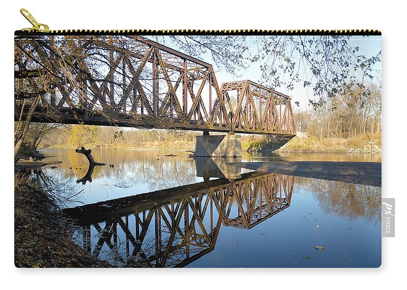 River Zip Pouch featuring the photograph Iowa Trestle by Bonfire Photography