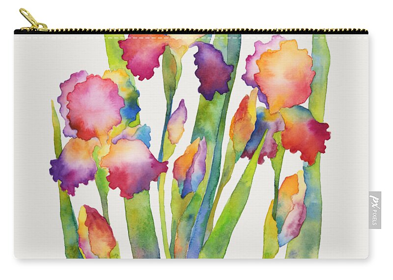 Iris Zip Pouch featuring the painting Iris Elegance by Hailey E Herrera