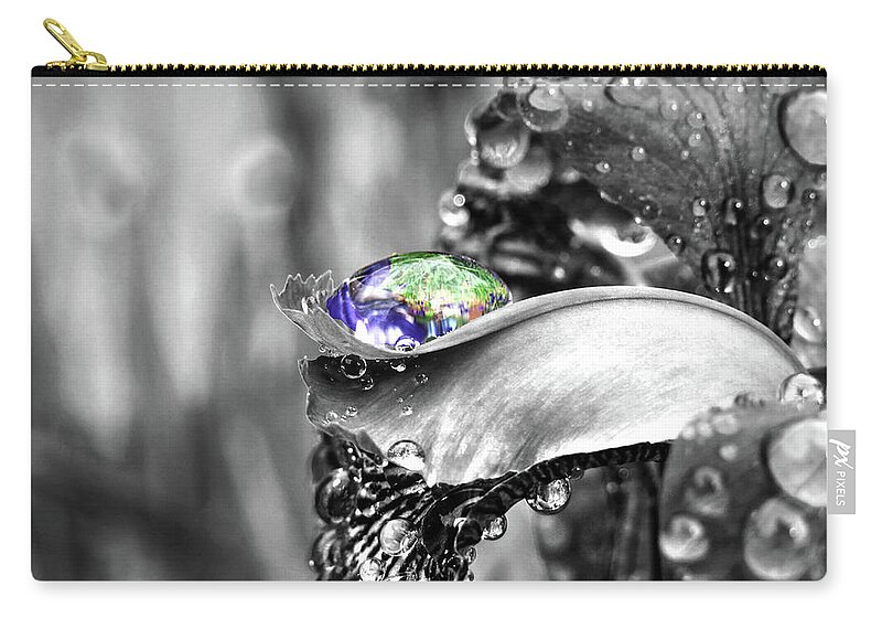 Iris Carry-all Pouch featuring the digital art Iris In Black And Color by Kathleen Illes