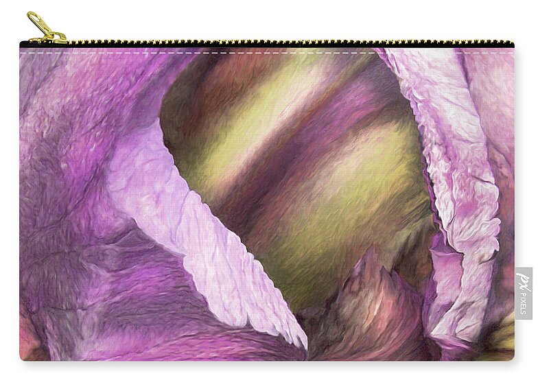 Ris Zip Pouch featuring the mixed media Iris Moods 7 by Carol Cavalaris