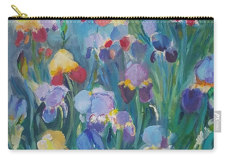 Iris Zip Pouch featuring the painting Iris Garden by Cheryl LaBahn Simeone