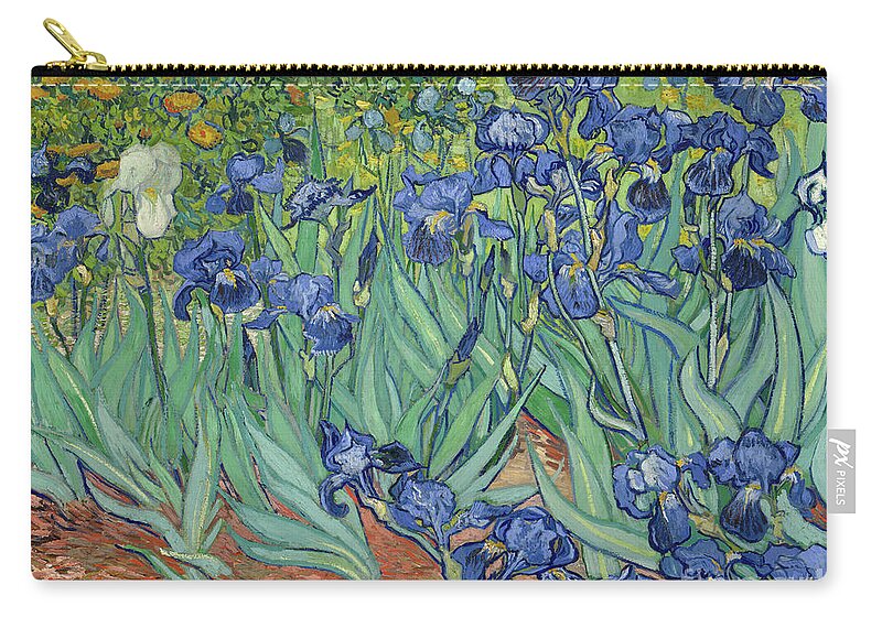 Famous Zip Pouch featuring the painting Irises by Vincent van Gogh by Esoterica Art Agency
