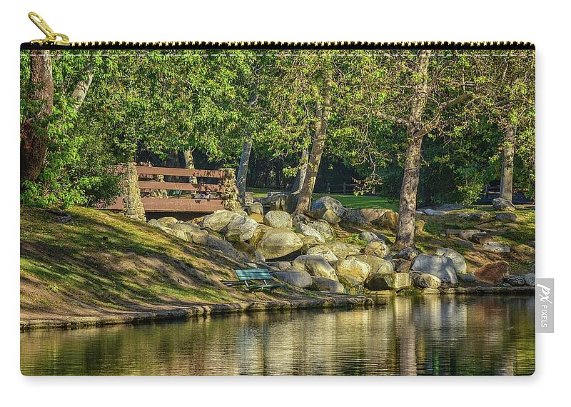 Linda Brody Zip Pouch featuring the photograph Irvine Park Lake 2 by Linda Brody