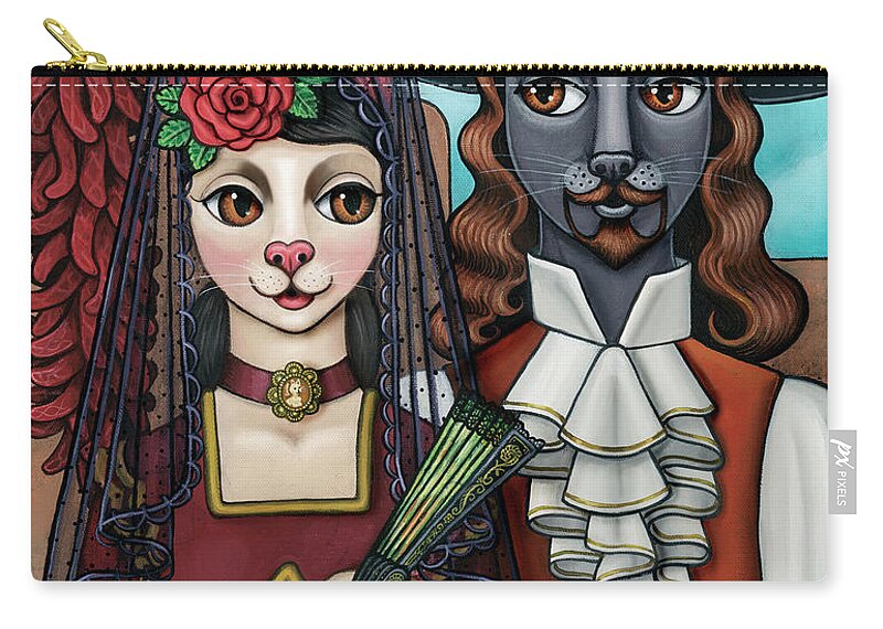 Cat Art Carry-all Pouch featuring the painting Cats of Spain by Victoria De Almeida