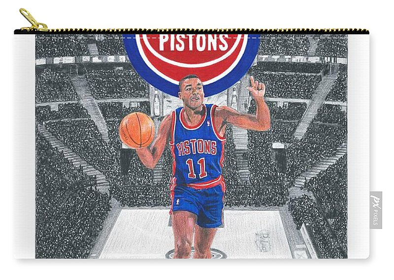 Isiah Thomas Zip Pouch featuring the drawing Isiah Thomas by Chris Brown