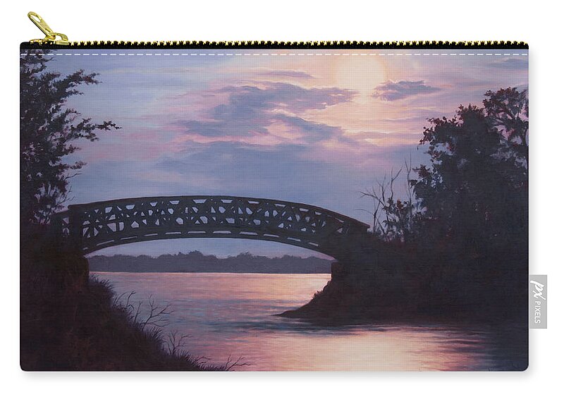 Landscape Zip Pouch featuring the painting Island Bridge by Heidi E Nelson