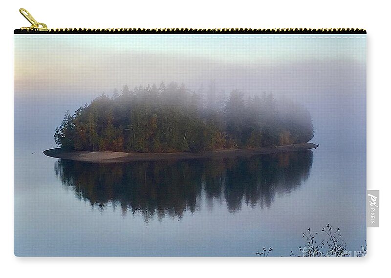 Photography Zip Pouch featuring the photograph Island in the Autumn Mist by Sean Griffin