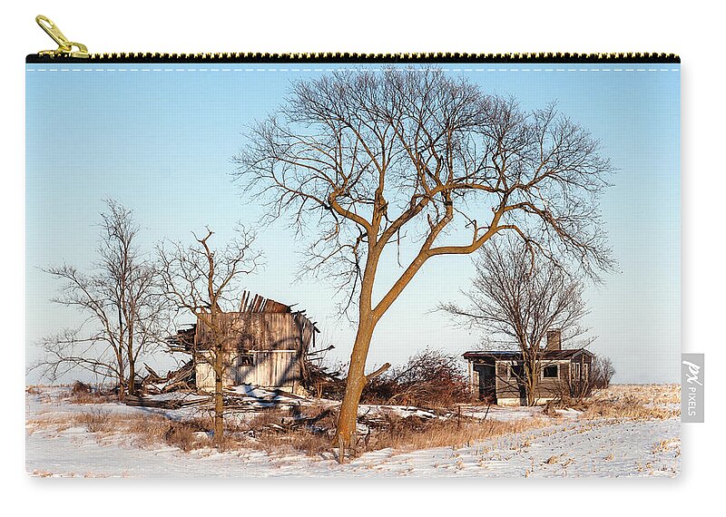 Barn Zip Pouch featuring the photograph Island in the Snow by Todd Klassy