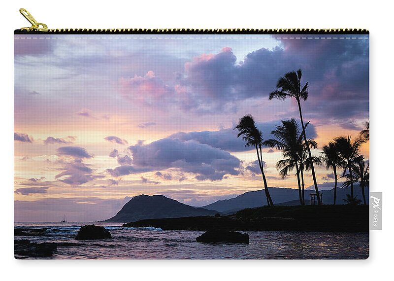 Paradise Cove Zip Pouch featuring the photograph Island Silhouettes by Heather Applegate