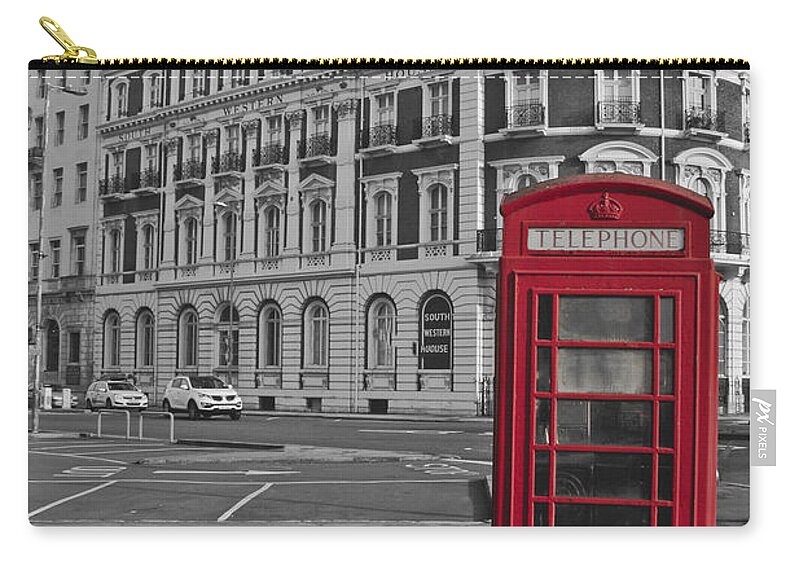 Isolated Colour Zip Pouch featuring the photograph Isolated Phone Box by Terri Waters