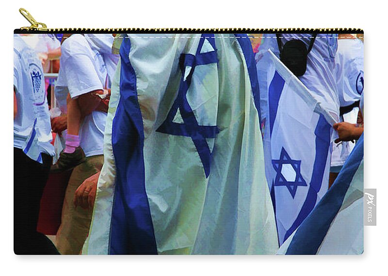 Jewish Zip Pouch featuring the photograph Israel Day Parade NYC by Chuck Kuhn
