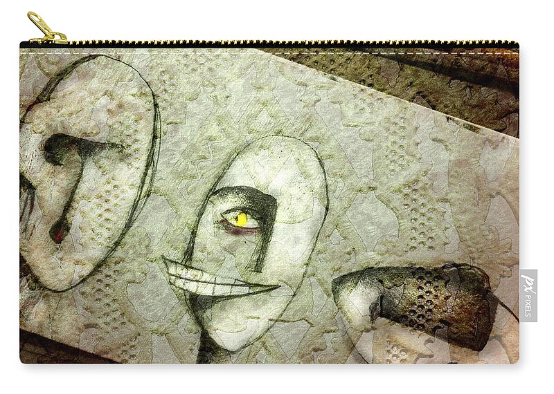 3 Faces Zip Pouch featuring the digital art It Hurts to Hear by Delight Worthyn