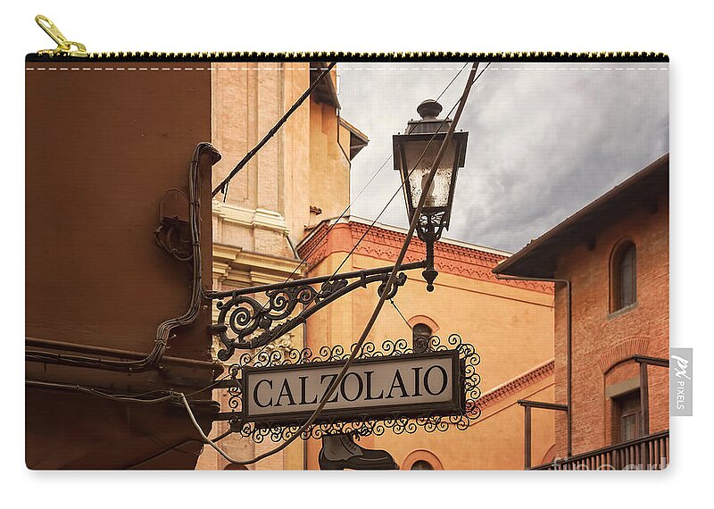 Bologna Zip Pouch featuring the photograph Italian cobbler sign by Sophie McAulay
