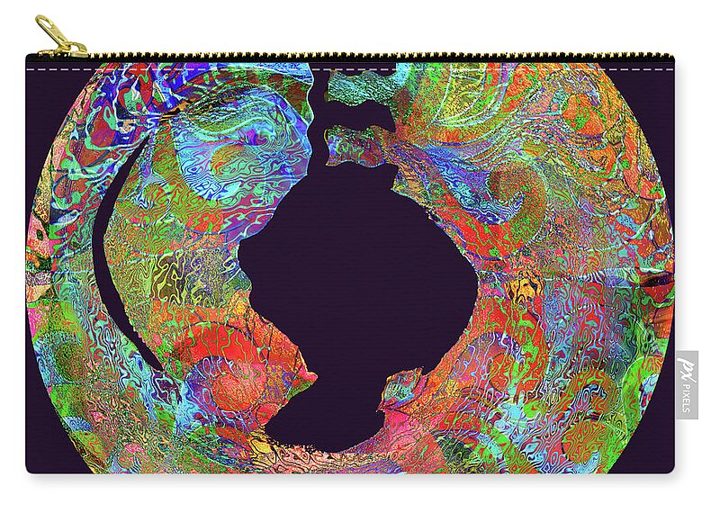 Round Zip Pouch featuring the digital art It's a Jungle in There by Barbara Berney