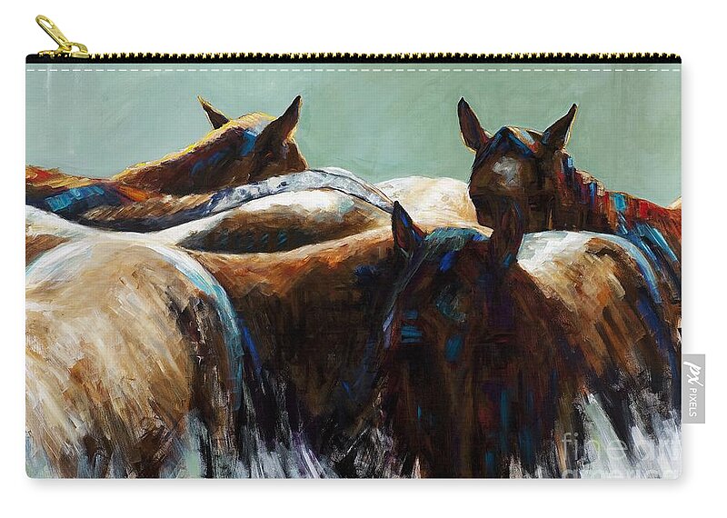 Equine Art Zip Pouch featuring the painting Its All About the Brush Stroke by Frances Marino