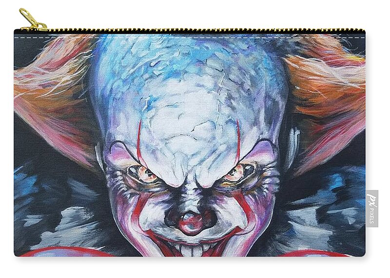 Pennywise Zip Pouch featuring the painting It's here by Tyler Haddox