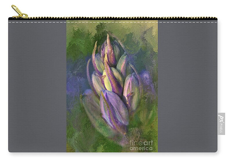 Flower Zip Pouch featuring the digital art Itty Bitty Baby Bluebells by Lois Bryan