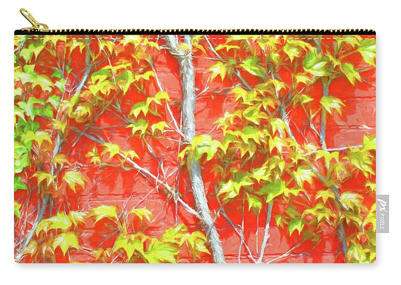 Bricks Zip Pouch featuring the photograph Ivy and Red Brick 3 Sketch by Mary Bedy