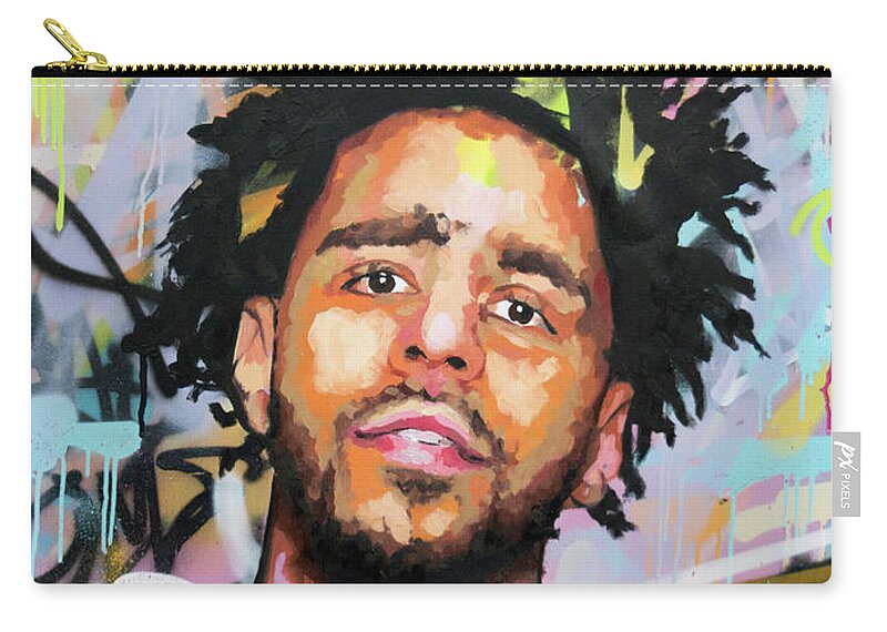 J Cole Zip Pouch featuring the painting J Cole by Richard Day