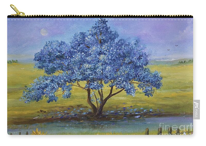 Alicia Maury Painting Zip Pouch featuring the painting Jacaranda a la orilla del rio by Alicia Maury