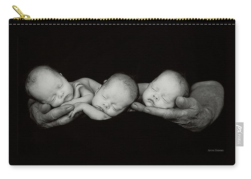 Black And White Carry-all Pouch featuring the photograph Jack and the Triplets by Anne Geddes