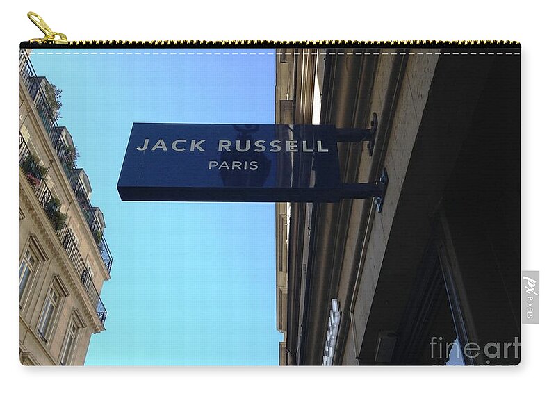 Jack Russell Zip Pouch featuring the photograph Jack Russell Paris by Therese Alcorn
