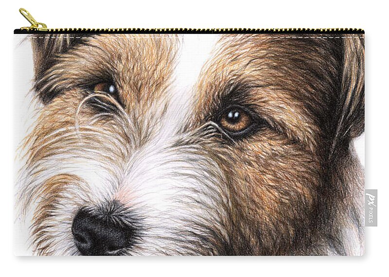 Dog Carry-all Pouch featuring the drawing Jack Russell Terrier Portrait by Nicole Zeug