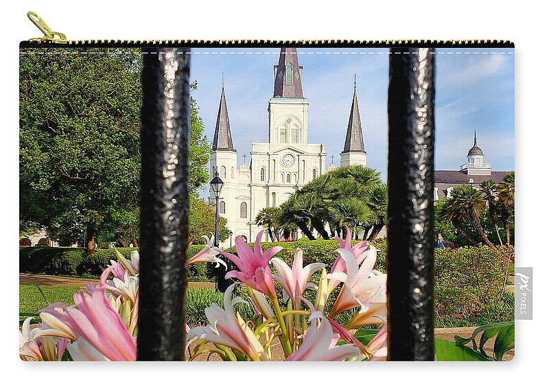 Jackson Square Zip Pouch featuring the photograph Jackson Spring by John Duplantis