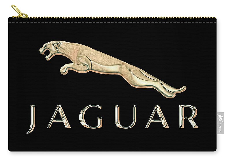 Jaguar Car Emblem Design Zip Pouch featuring the digital art Jaguar Car Emblem Design by Walter Colvin