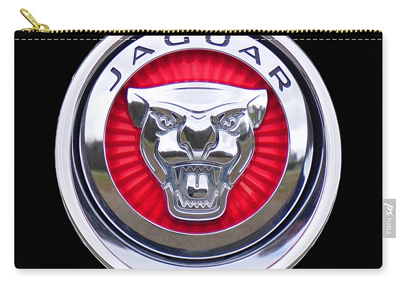 Jaguar Zip Pouch featuring the photograph Jaguar Emblem by Ericamaxine Price