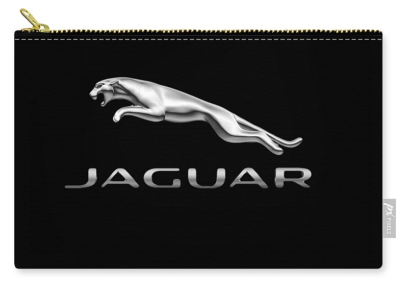 Jaguar Zip Pouch featuring the photograph Jaguar Logo by Ericamaxine Price