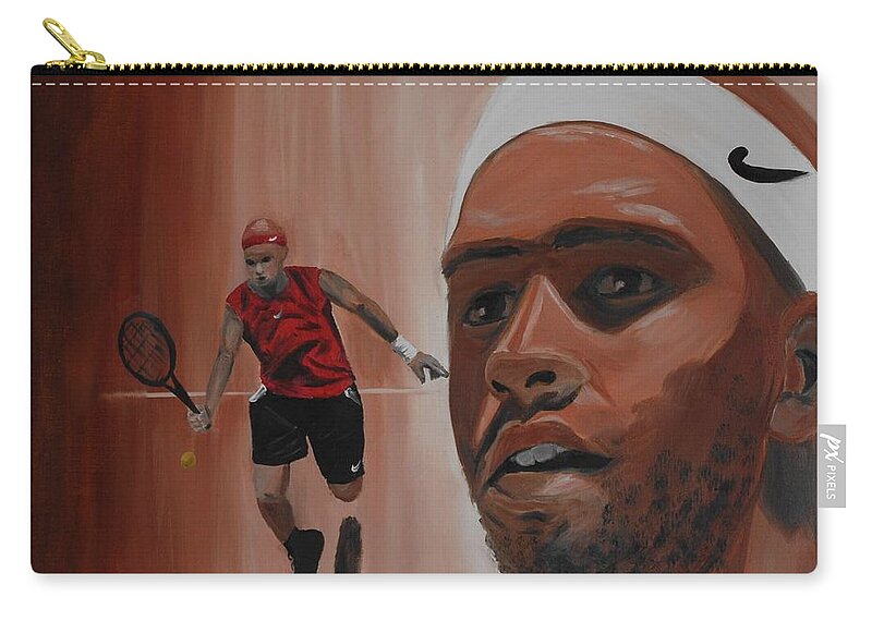 James Zip Pouch featuring the painting James Blake by Quwatha Valentine