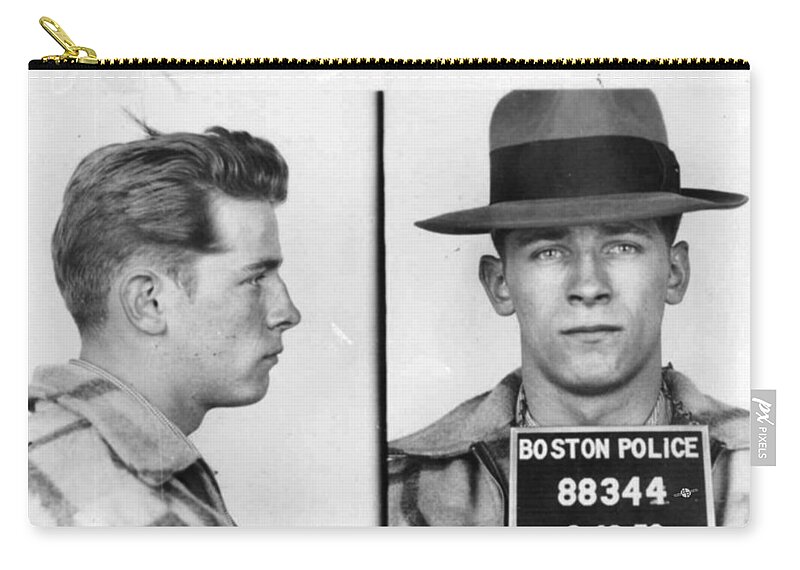 James Whitey Bulger Zip Pouch featuring the photograph James Whitey Bulger Mug Shot 1953 Horizontal by Tony Rubino