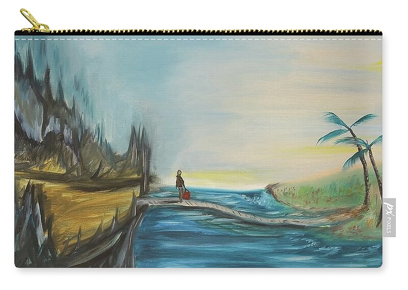 Journey Zip Pouch featuring the painting Jana's Journey by Neslihan Ergul Colley