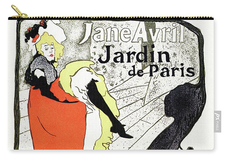  Zip Pouch featuring the drawing Jane Avril can-can Jardin De Paris by Heidi De Leeuw
