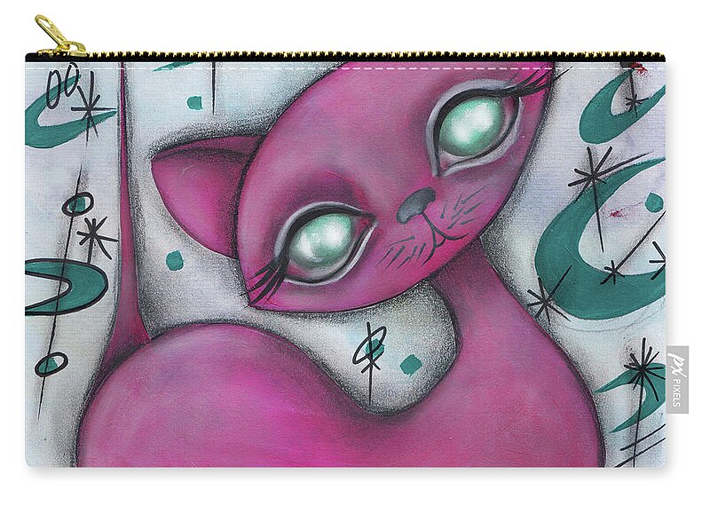 Cat Zip Pouch featuring the painting Jane Cat by Abril Andrade