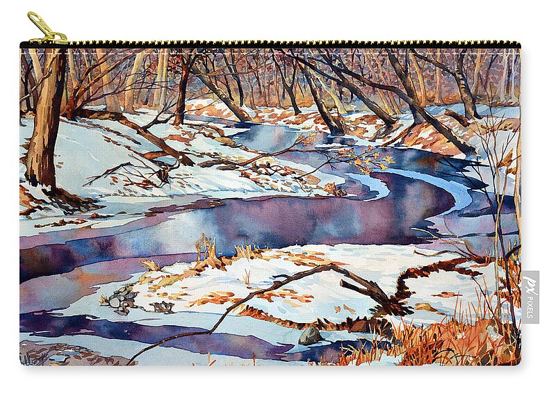Landscape Zip Pouch featuring the painting January Blues by Mick Williams